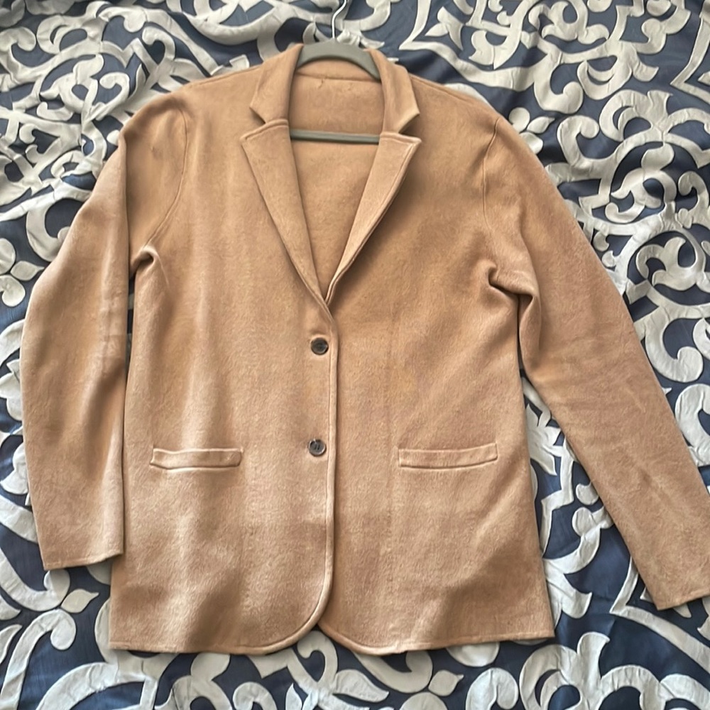 J Crew Sweater Blazer Khaki large